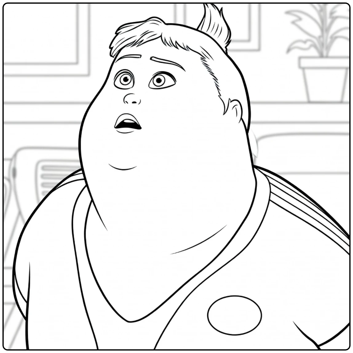 Mary coloring page of surprised cartoon jongen with knot
