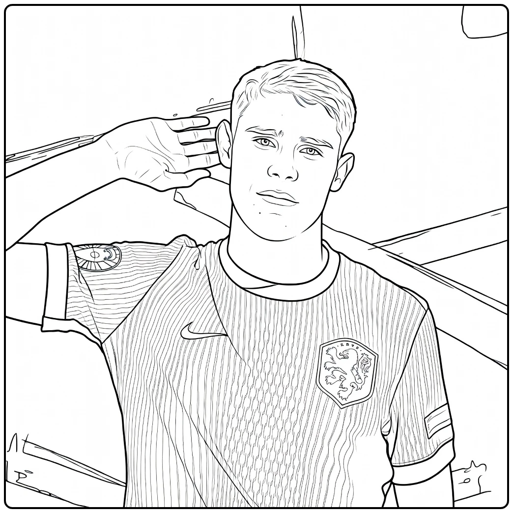 Micky van de Ven coloring page featuring a salute