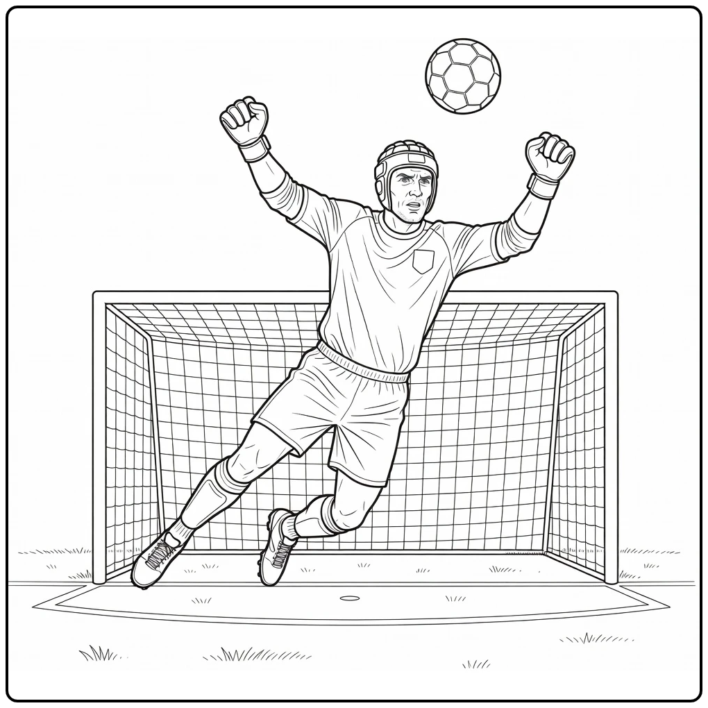 Petr Cech Jumping Keeper in Action coloring page