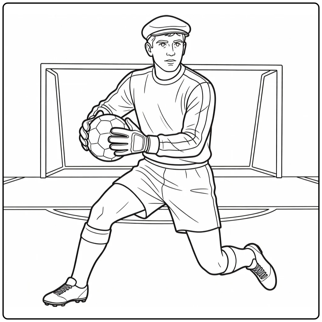 Ricardo Zamora Historic Soccer Scene coloring page
