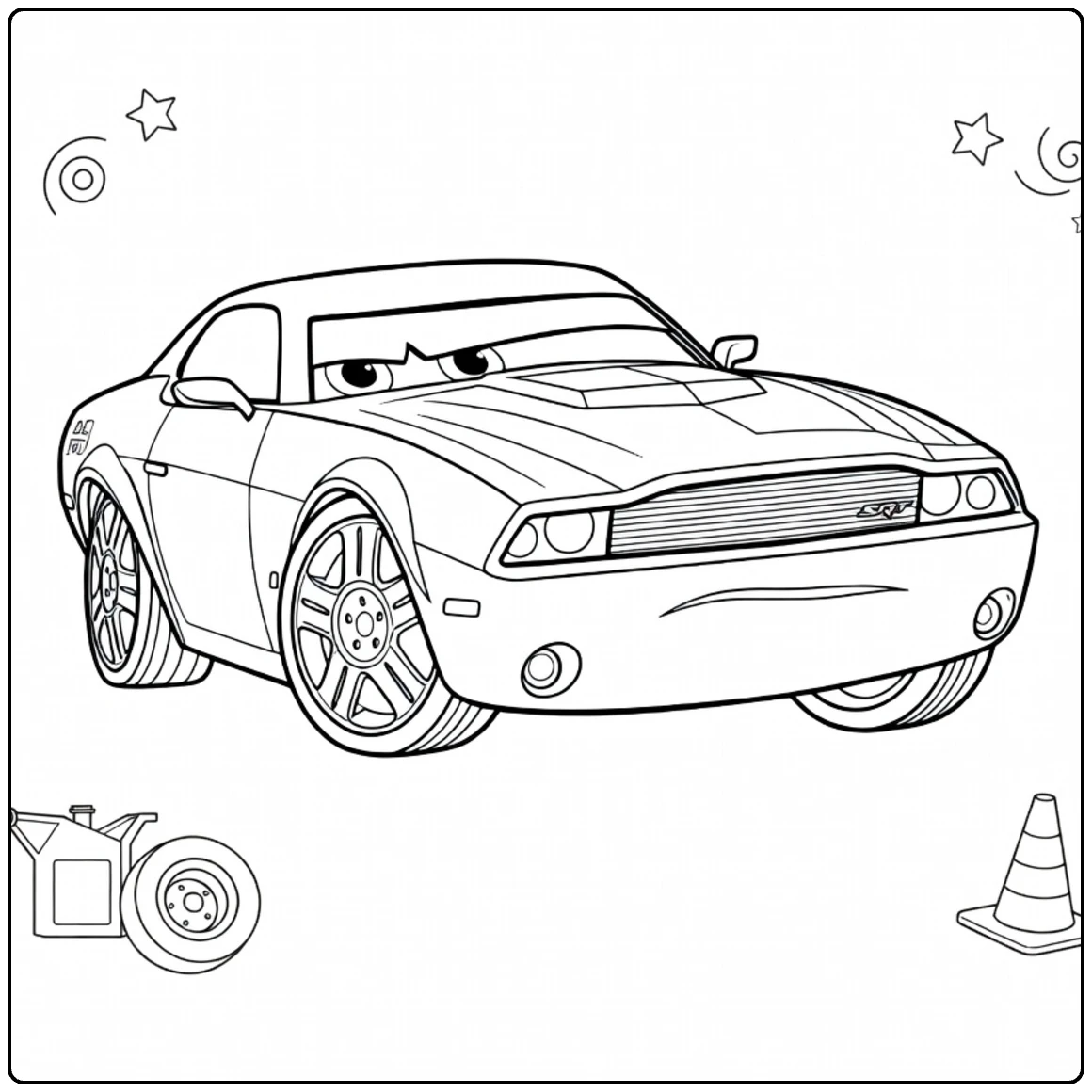 Rod Redline coloring page of coole sportauto with ogen