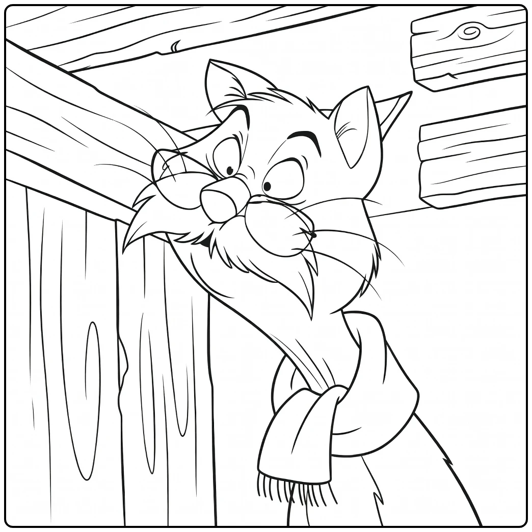 rufus Oude Cat with Sjaal coloring page