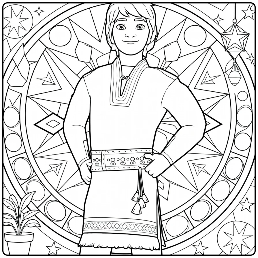 Ryder coloring page with stars and lantaarns