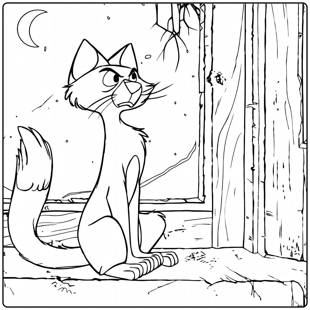 sergeant Tibbs Waakzame Cat in the Night coloring page