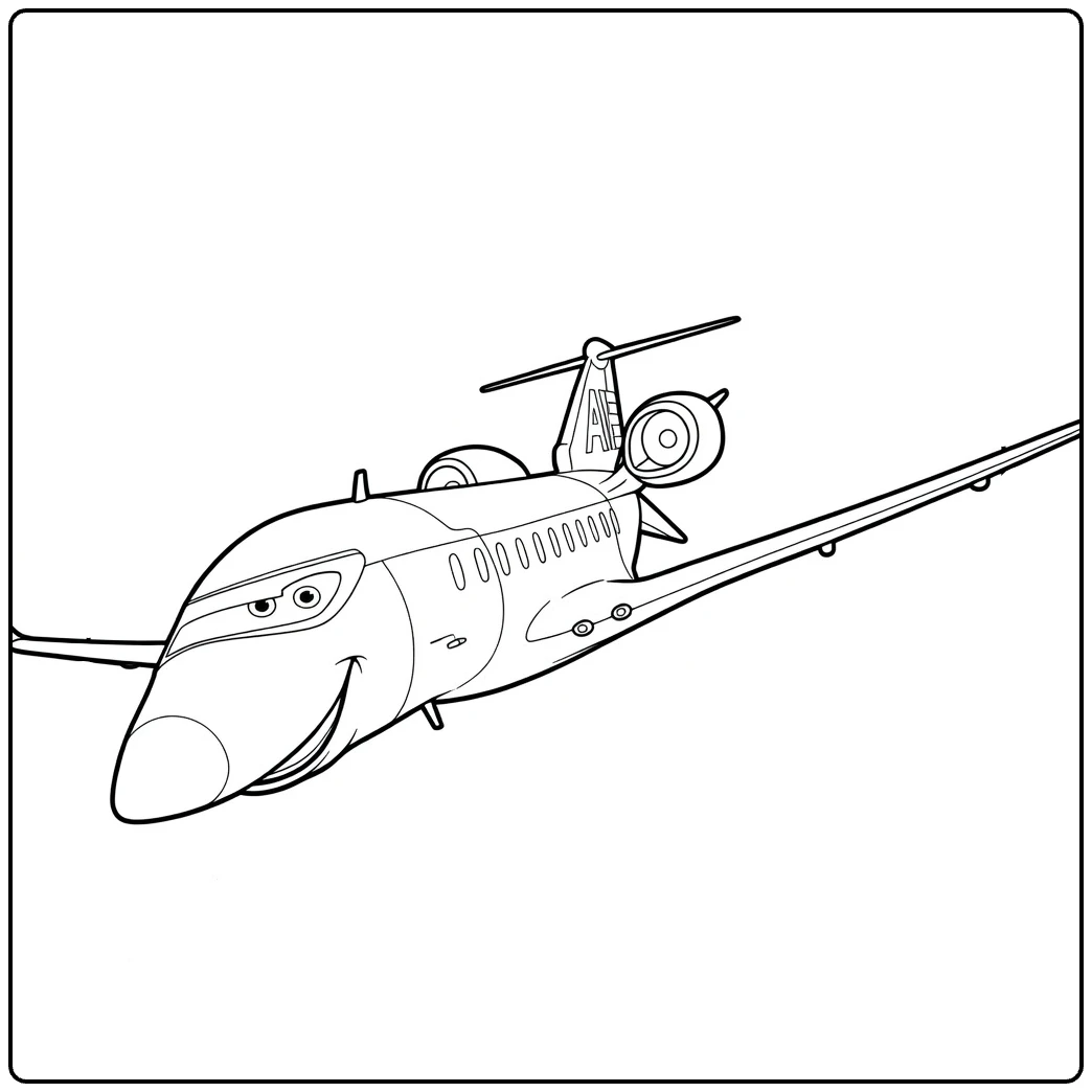 Siddeley coloring page of een grappig airplane with face