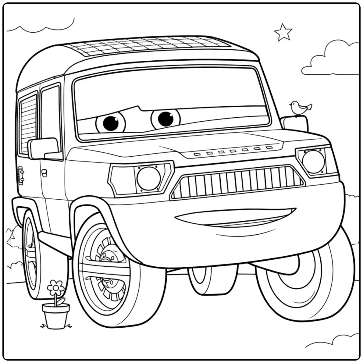 Sir Miles Axlerod coloring page of smiling vrachtauto