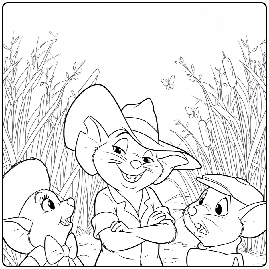 the Rescuers Drie Cartoon Muizen in Het Riet coloring page
