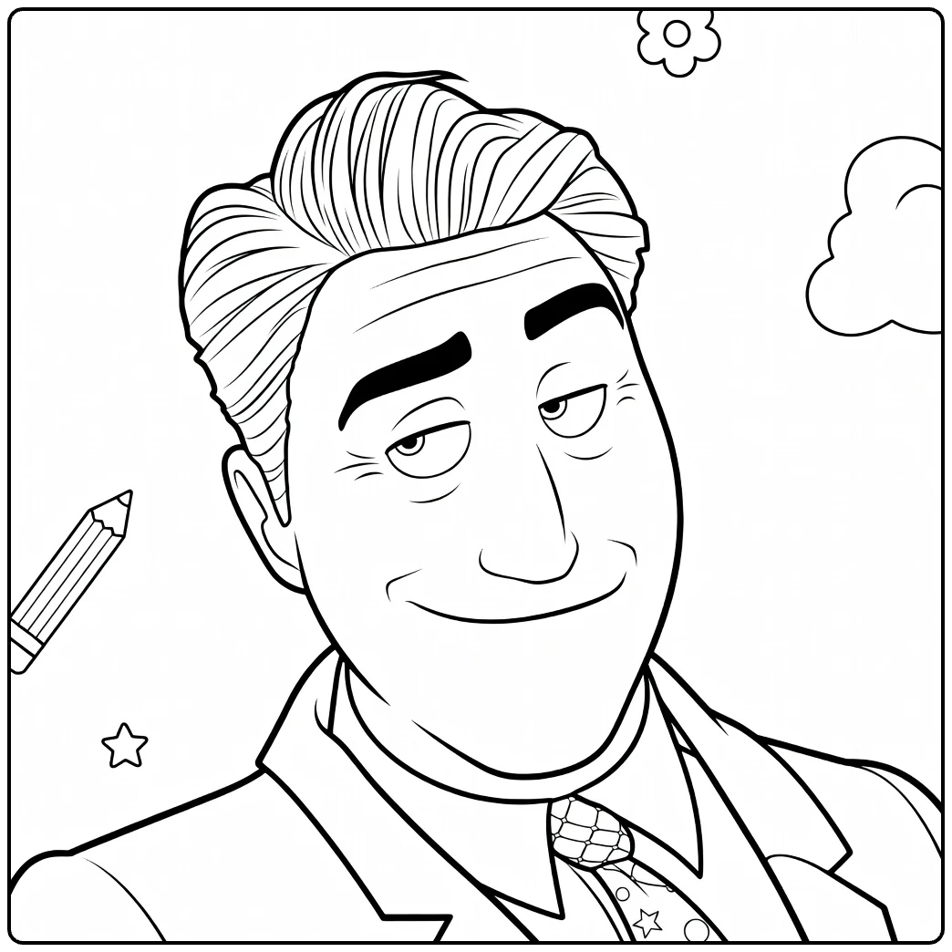 Titus coloring page of a knipoogende man in pak