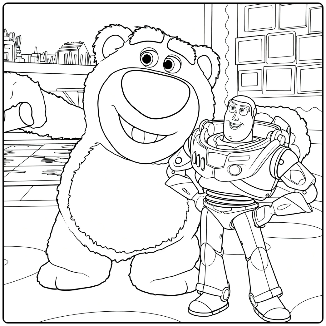 Toy Story 3 coloring page with Lotso and Buzz Lightyear