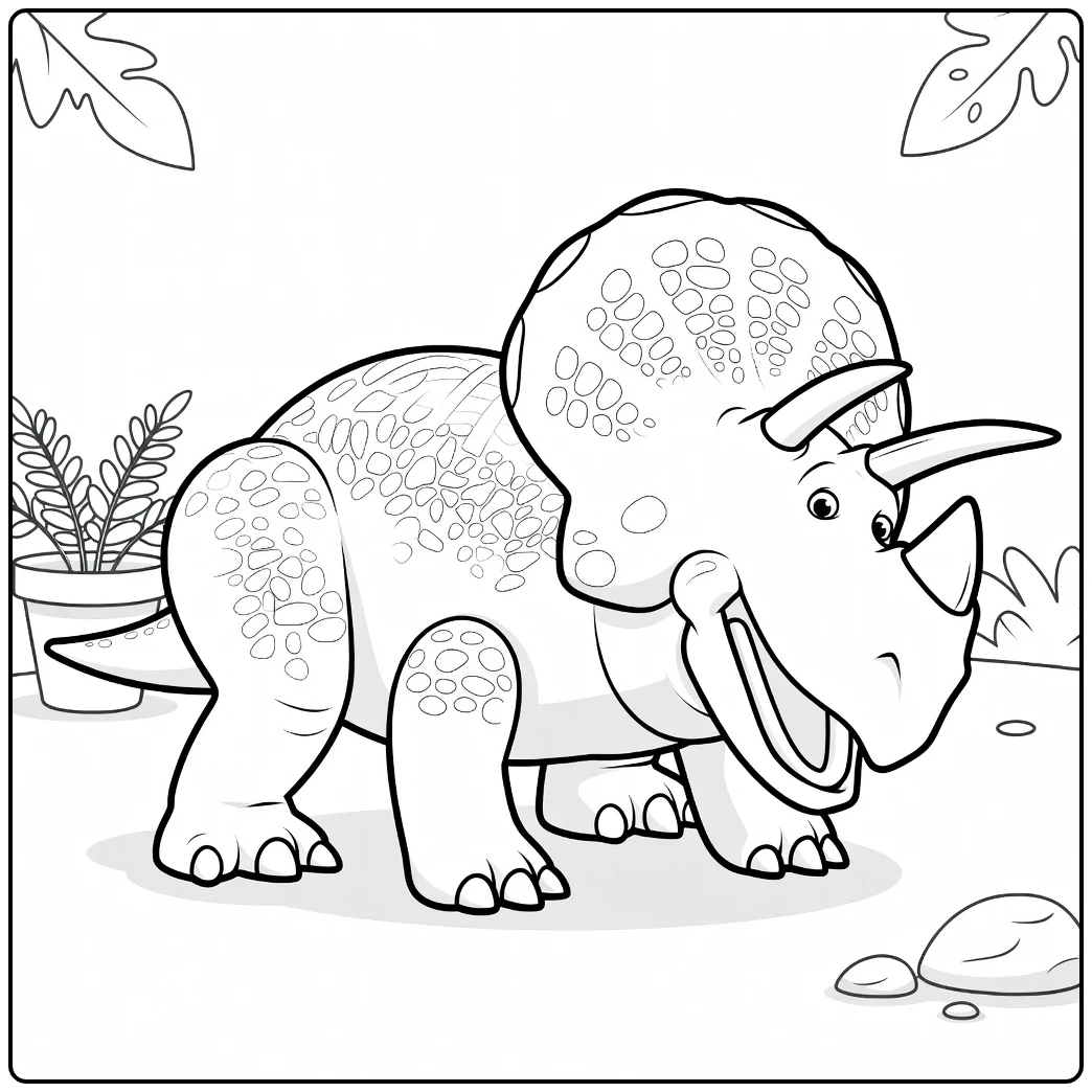 Trixie coloring page of a cute Triceratops
