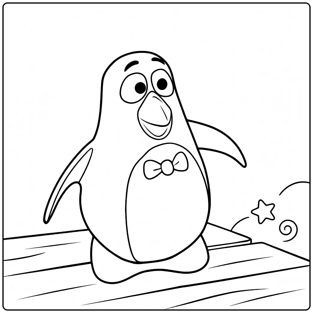 Wheezy coloring page of cute pinguïn with strik